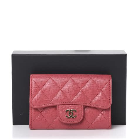 chanel caviar pink card holder.